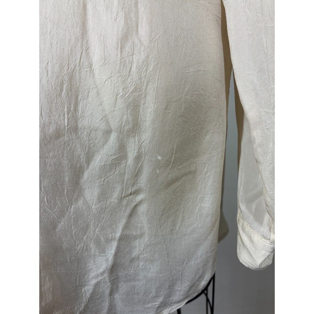 J Jill Uncommon Threads Semi Sheer Crinkled Blouse Tunic Top Large Beige Fairy - Picture 8 of 16